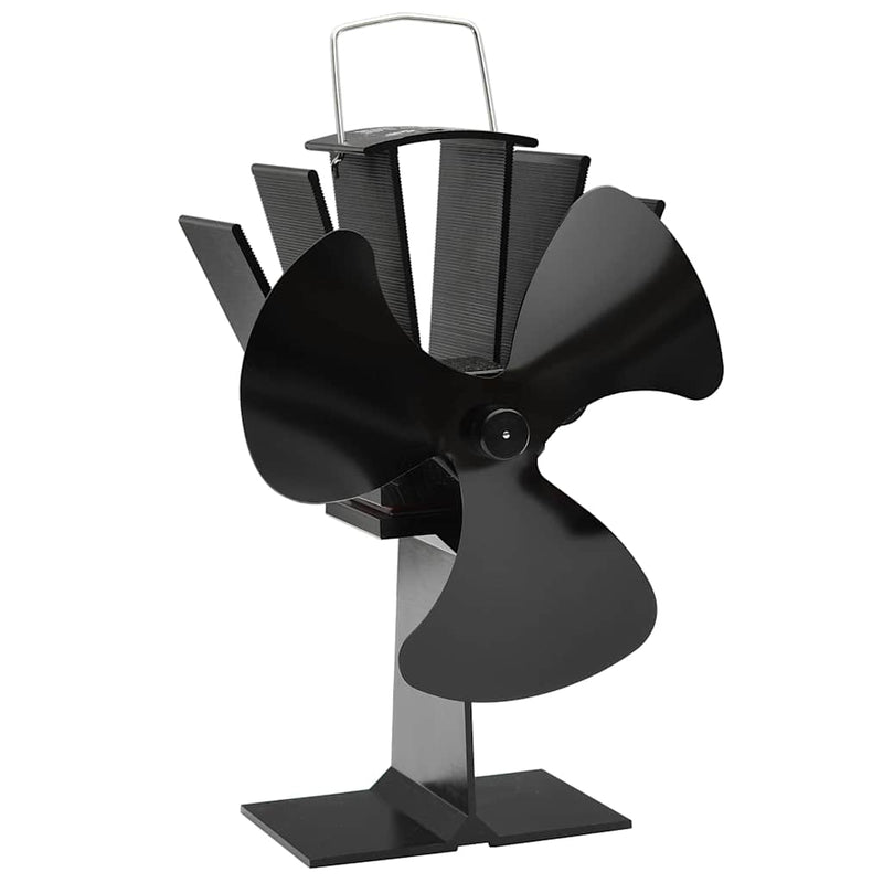 Ventilator de sobă cu alimentare termică, 3 palete, negru