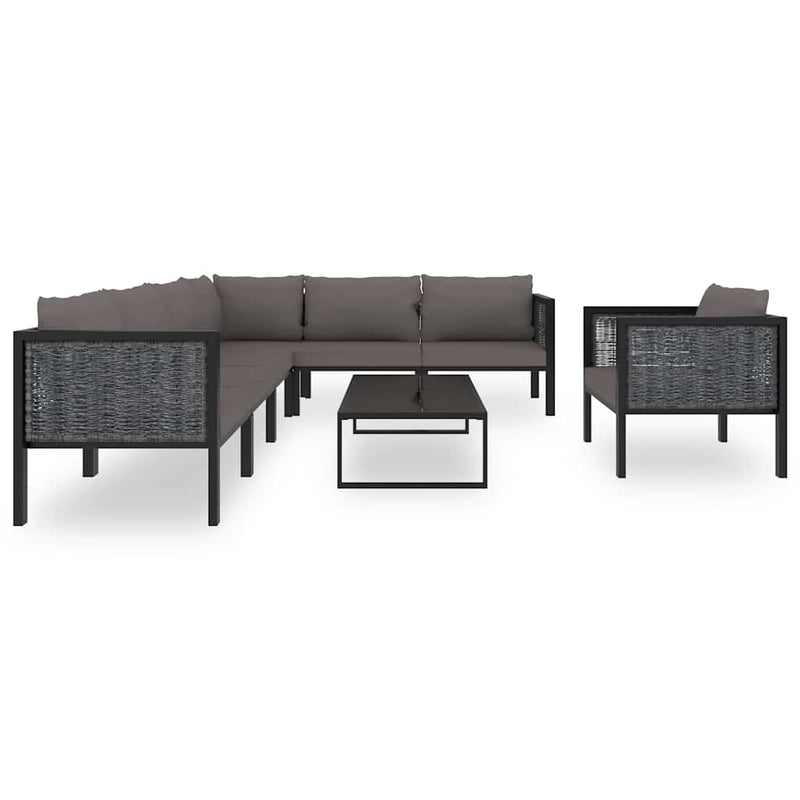 Set mobilier de grădină cu perne, 8 piese, antracit, poliratan