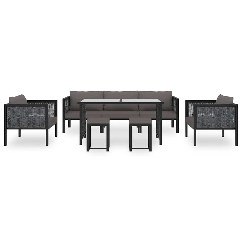 Set mobilier de grădină cu perne, 8 piese, antracit, poliratan