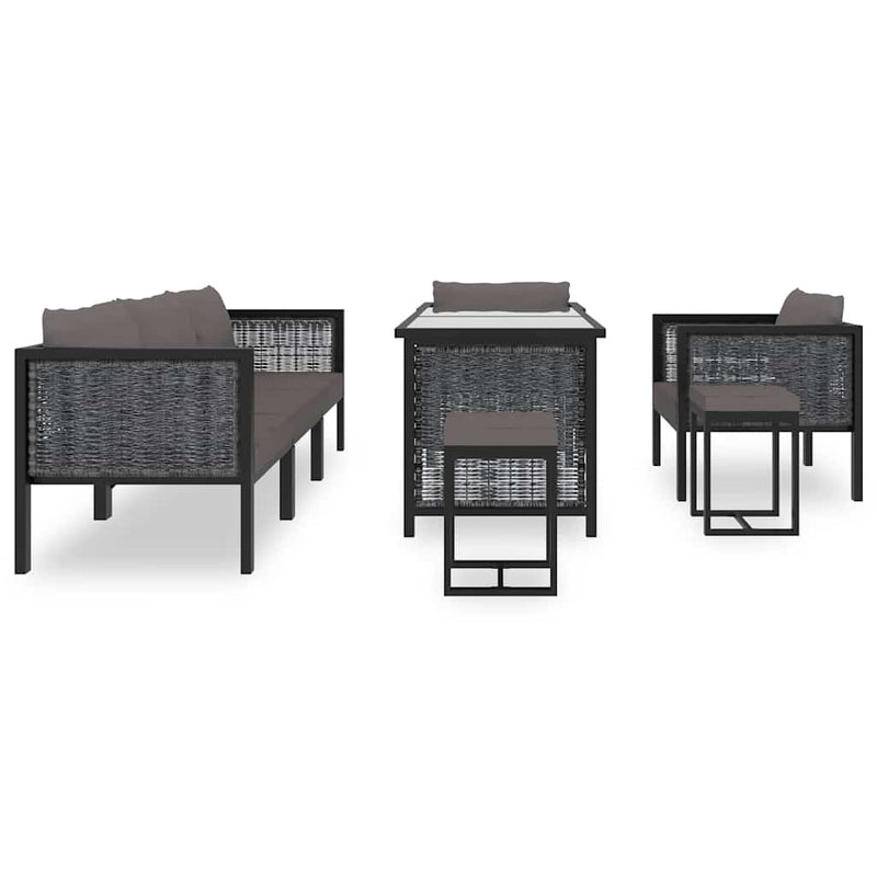 Set mobilier de grădină cu perne, 8 piese, antracit, poliratan