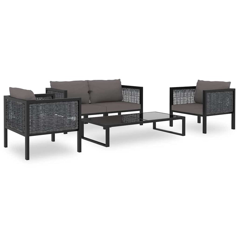Set mobilier de grădină cu perne, 5 piese, antracit, poliratan