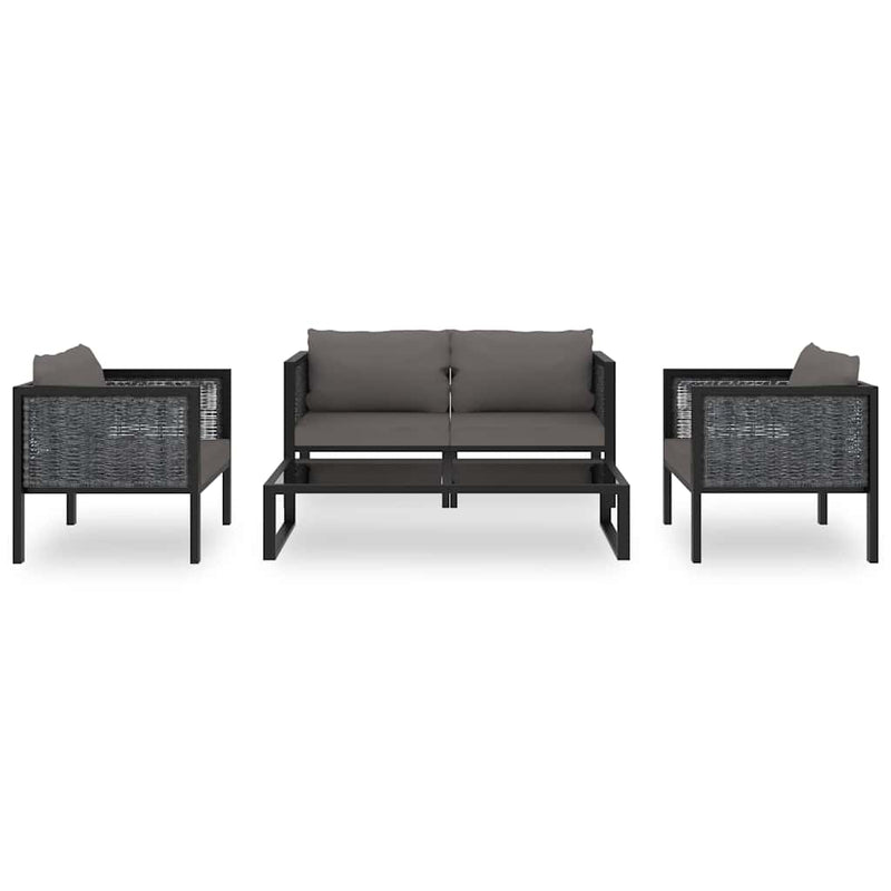 Set mobilier de grădină cu perne, 5 piese, antracit, poliratan