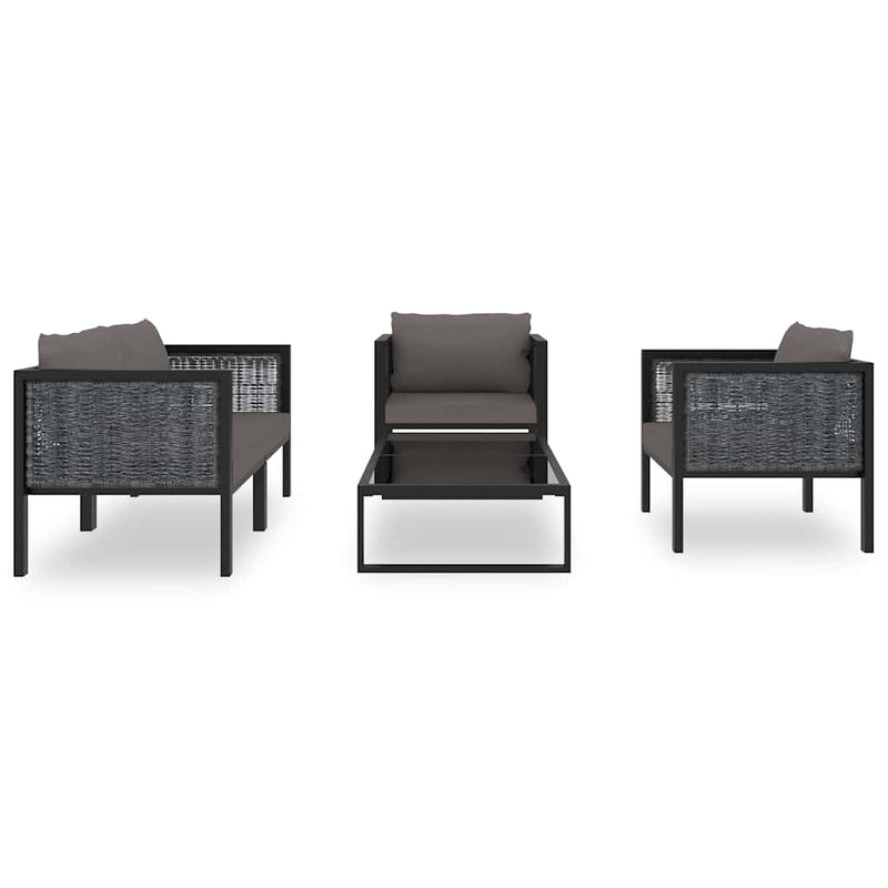 Set mobilier de grădină cu perne, 5 piese, antracit, poliratan