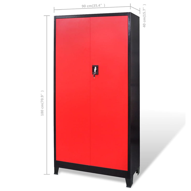 Dulap scule cu ladă pentru scule, 90x40x180 cm roșu/negru, oțel