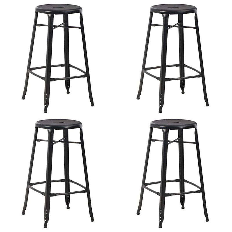Scaune de bar, 4 buc., negru, plastic