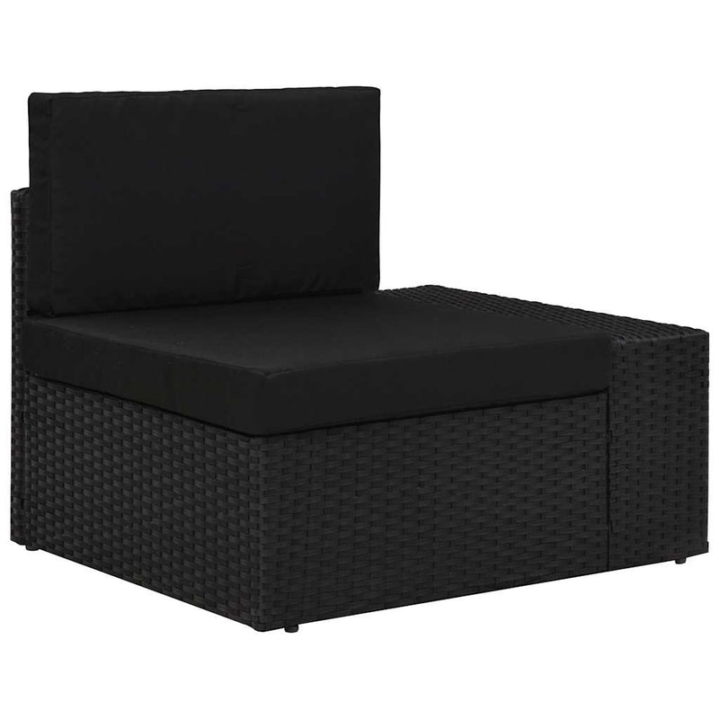 Set mobilier de grădină, 7 piese, negru, poliratan