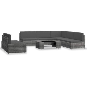 Set mobilier de grădină, 7 piese, gri, poliratan