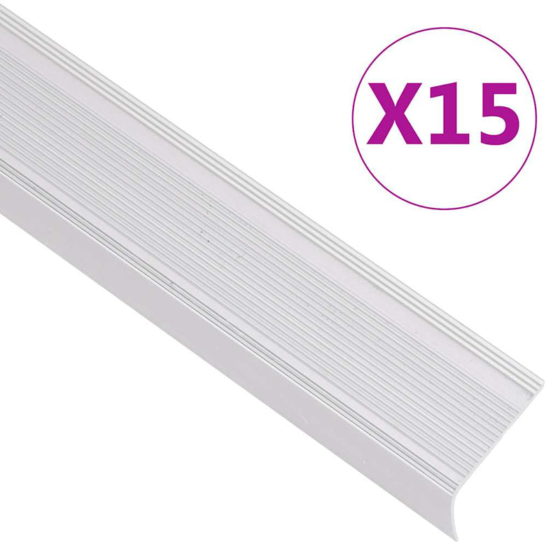Profile trepte în formă de L, 15 buc, argintiu, 90 cm, aluminiu