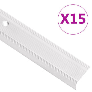 Profile trepte în formă de L, 15 buc, argintiu, 90 cm, aluminiu