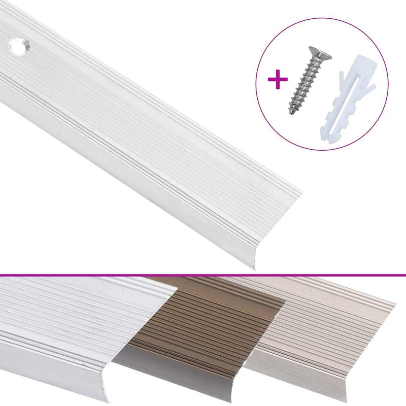 Profile trepte în formă de L, 15 buc, argintiu, 90 cm, aluminiu