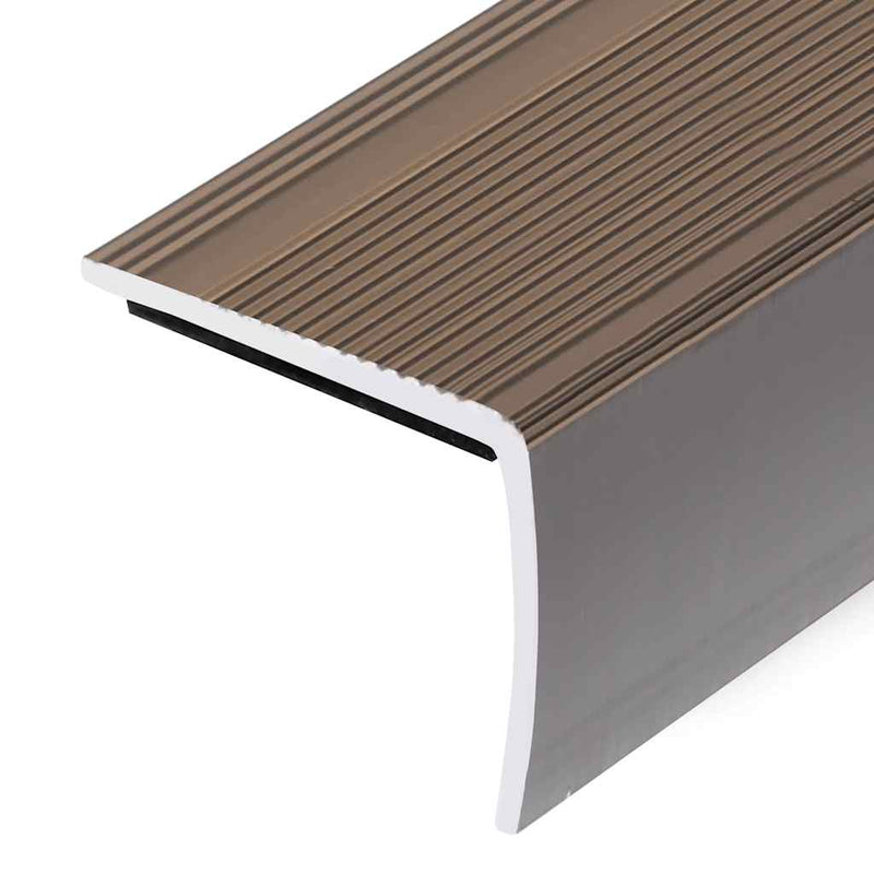Profile trepte în formă de L, 5 buc., maro, 90 cm, aluminiu