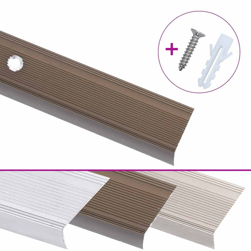 Profile trepte în formă de L, 15 buc., maro, 90 cm, aluminiu