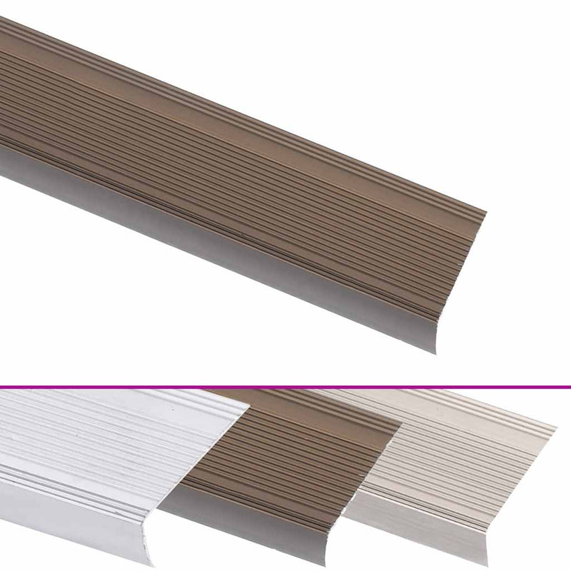 Profile trepte în formă de L, 15 buc., maro, 90 cm, aluminiu