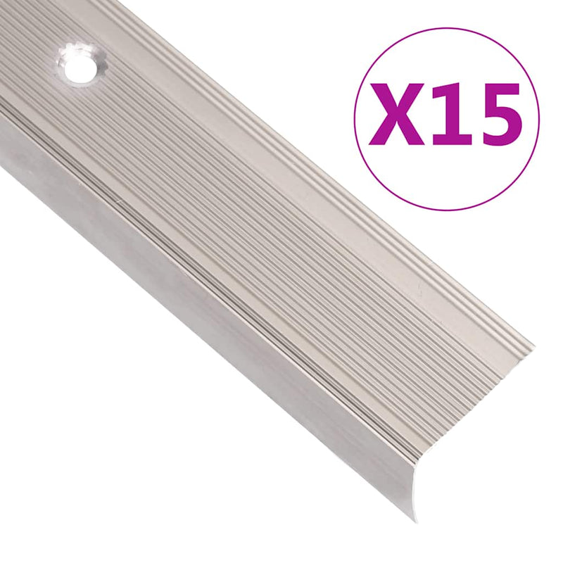 Profile trepte în formă de L, 15 buc. șampanie 90 cm aluminiu