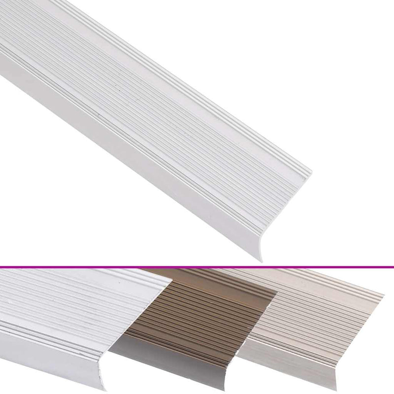 Profile trepte formă L, 15 buc, argintiu, 100 cm, aluminiu