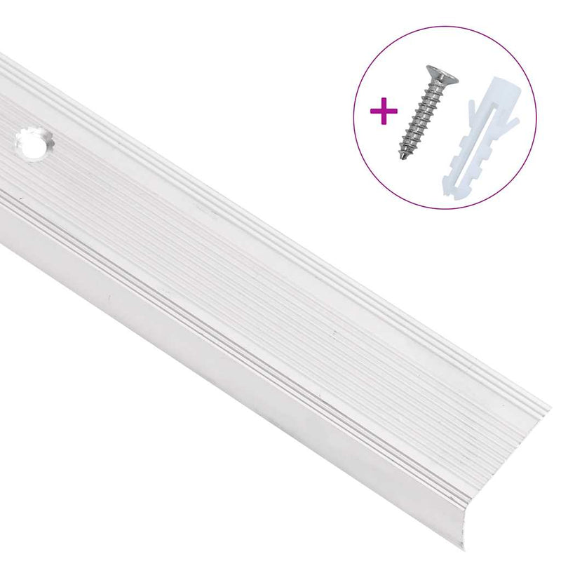 Profile trepte formă L, 15 buc, argintiu, 100 cm, aluminiu