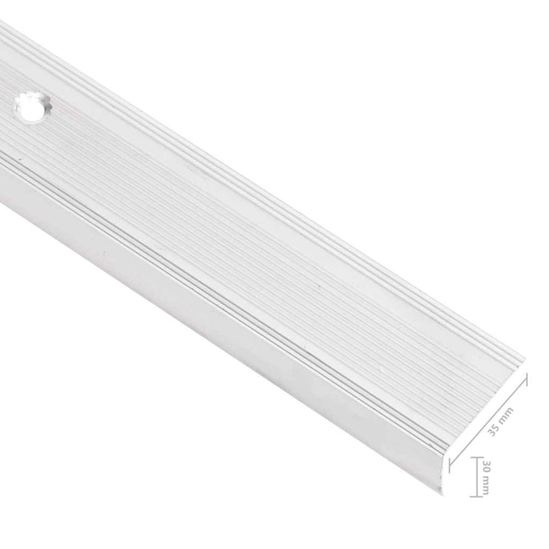 Profile trepte formă L, 15 buc, argintiu, 100 cm, aluminiu
