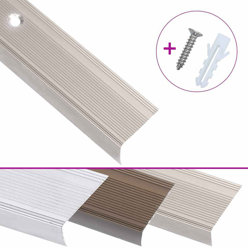 Profile trepte în formă de L, 5 buc. șampanie 100 cm aluminiu