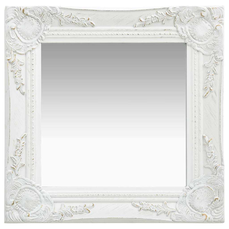Oglindă de perete în stil baroc, alb, 40 x 40 cm