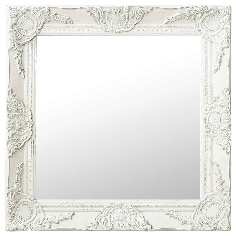 Oglindă de perete în stil baroc, alb, 50 x 50 cm