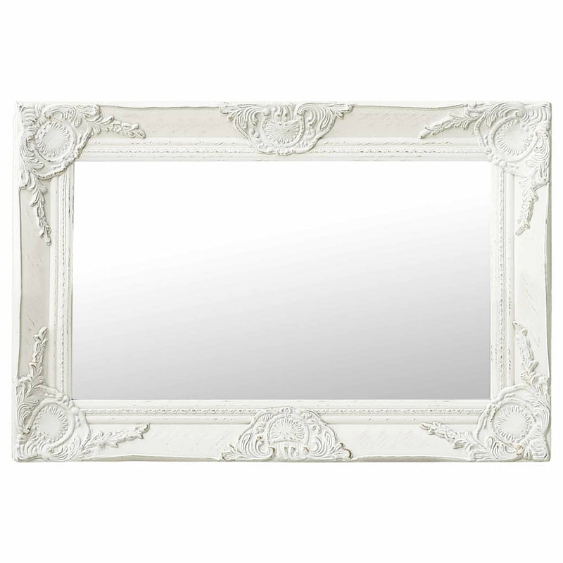 Oglindă de perete în stil baroc, alb, 60 x 40 cm