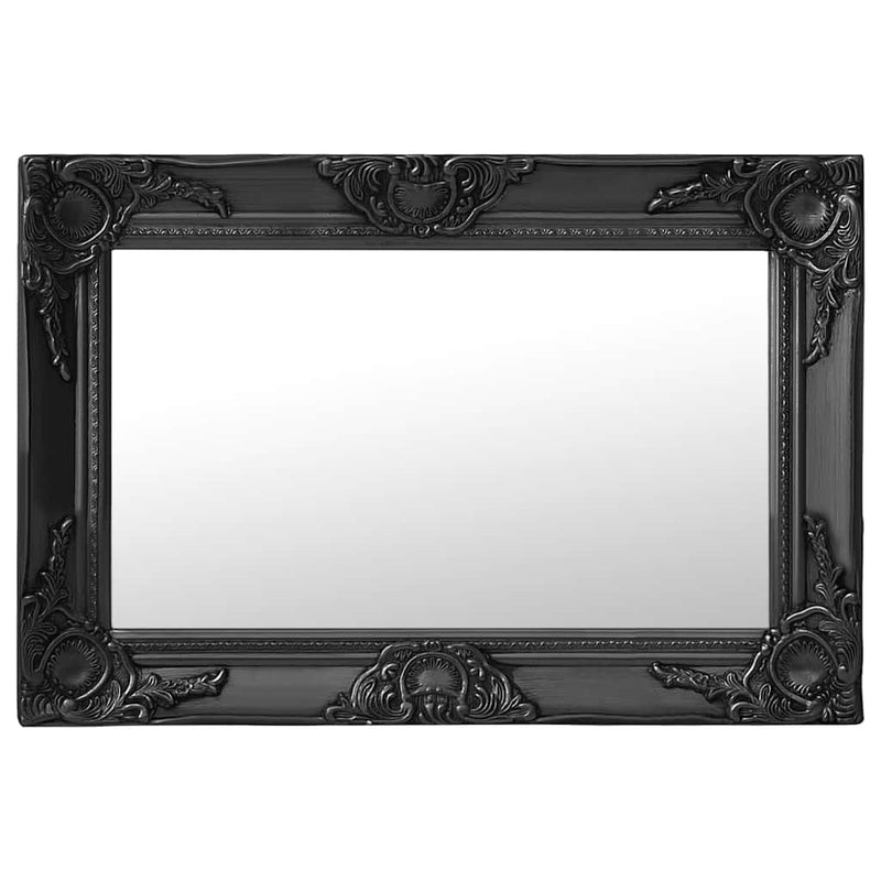 Oglindă de perete în stil baroc, negru, 60 x 40 cm
