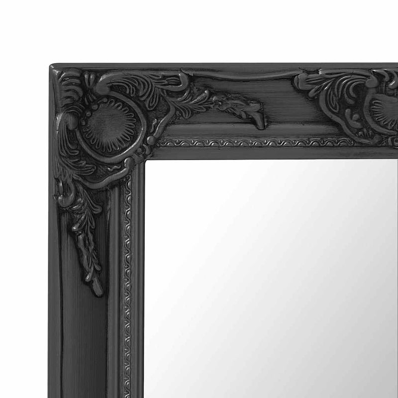 Oglindă de perete în stil baroc, negru, 60 x 40 cm