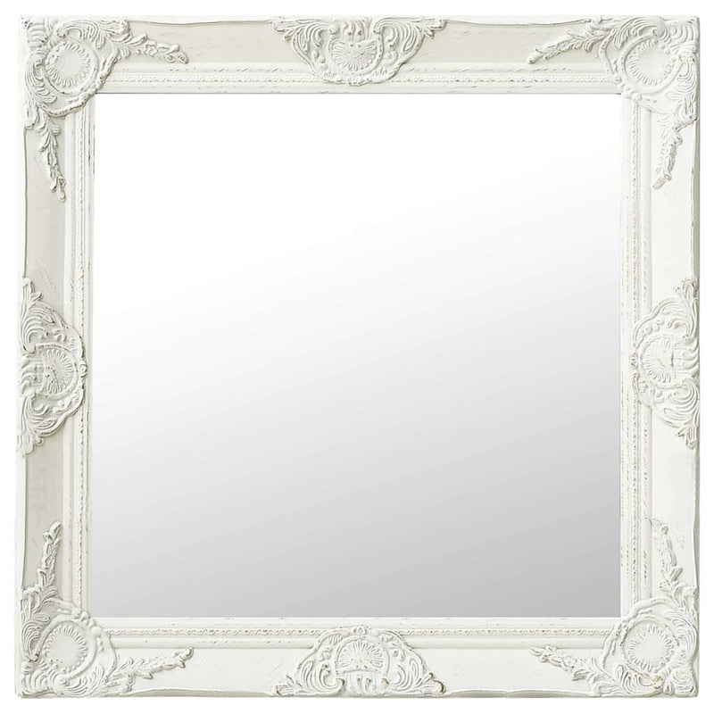 Oglindă de perete în stil baroc, alb, 60 x 60 cm