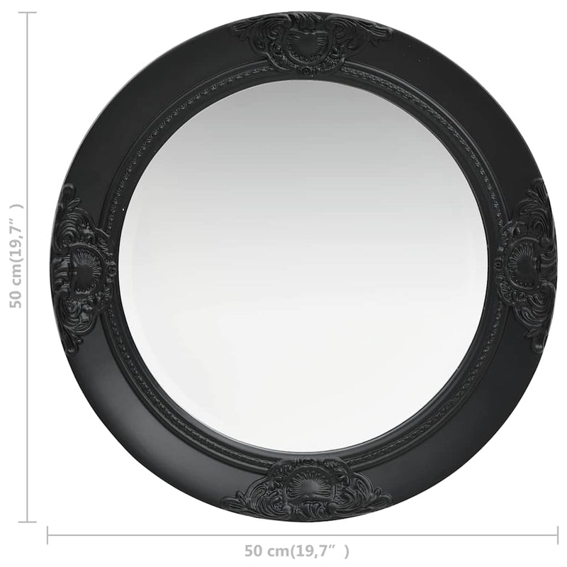 Oglindă de perete în stil baroc, negru, 50 cm