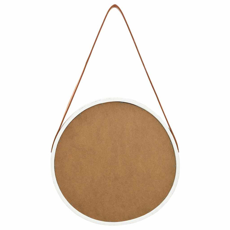 Oglindă de perete cu o curea, 40 cm, alb
