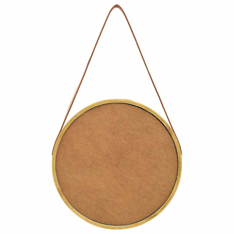 Oglindă de perete cu o curea, 40 cm, auriu