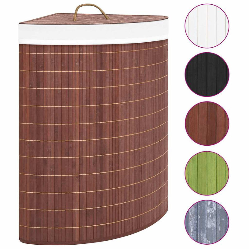 Coș de rufe din bambus de colț, maro, 60 L