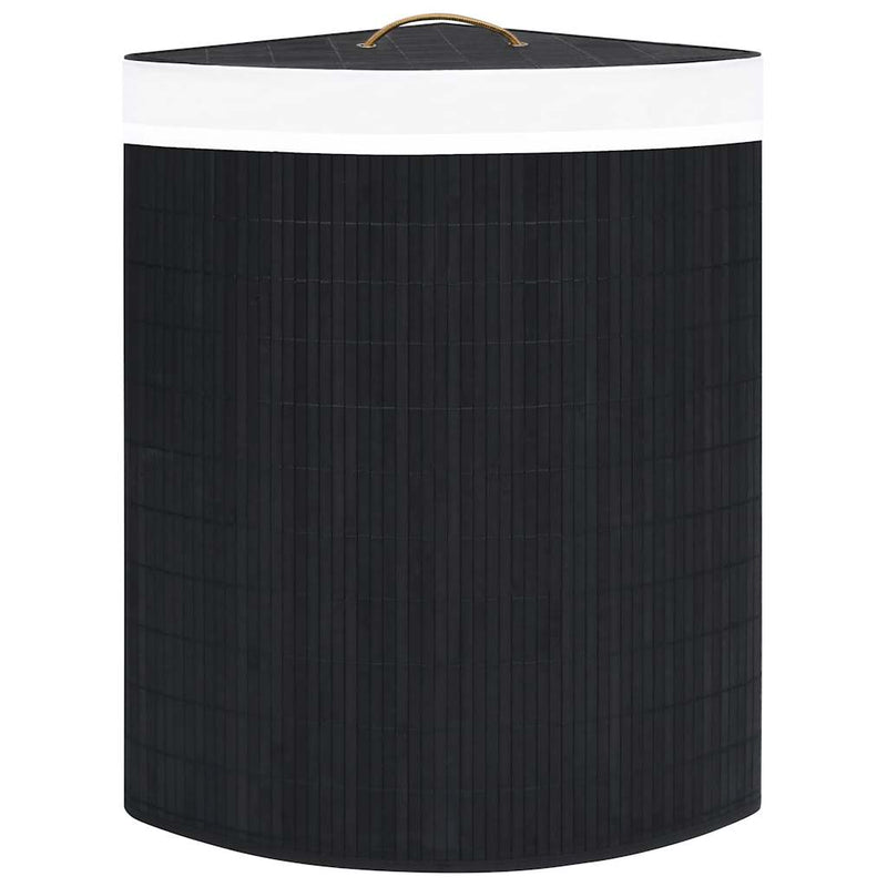 Coș de rufe din bambus de colț, negru, 60 L