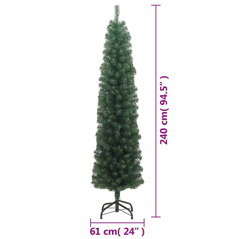 Pom de Crăciun artificial subțire cu suport verde 240 cm PVC