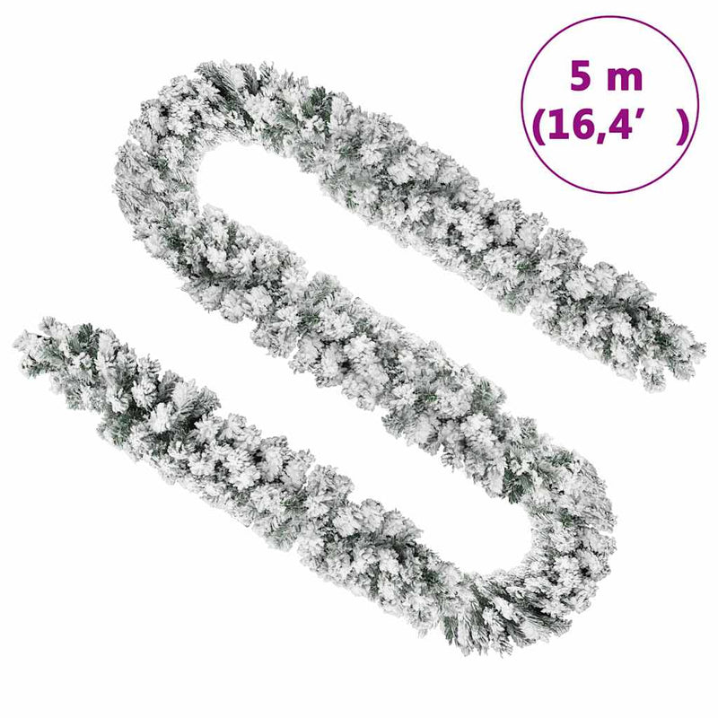 Ghirlandă de Crăciun cu zăpadă, verde, 5 m, PVC