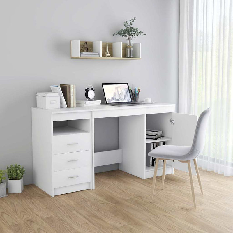 Birou, alb, 140x50x76 cm, lemn prelucrat