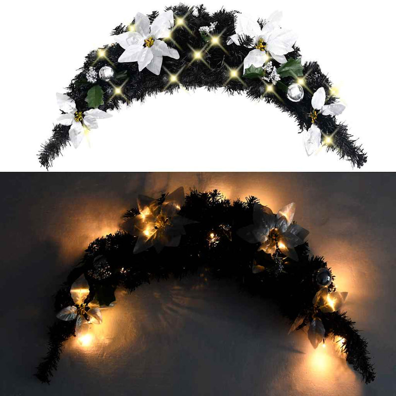 Arcadă de Crăciun cu lumini LED, negru, 90 cm, PVC
