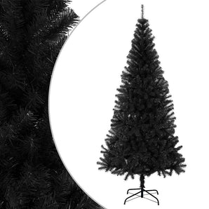 Pom de Crăciun artificial cu suport, negru, 180 cm, PVC