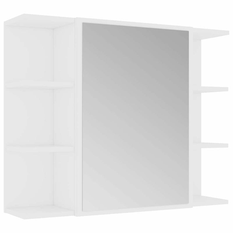 Dulap de baie cu oglindă, alb, 80x20,5x64 cm, lemn prelucrat