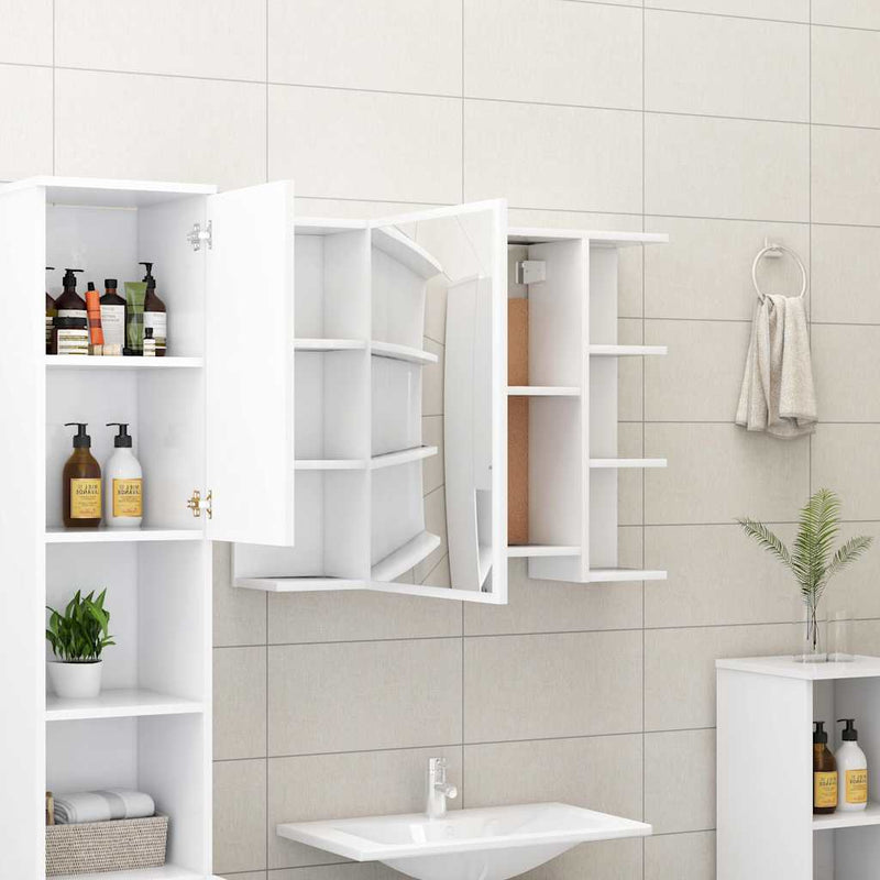 Dulap de baie cu oglindă, alb, 80x20,5x64 cm, lemn prelucrat