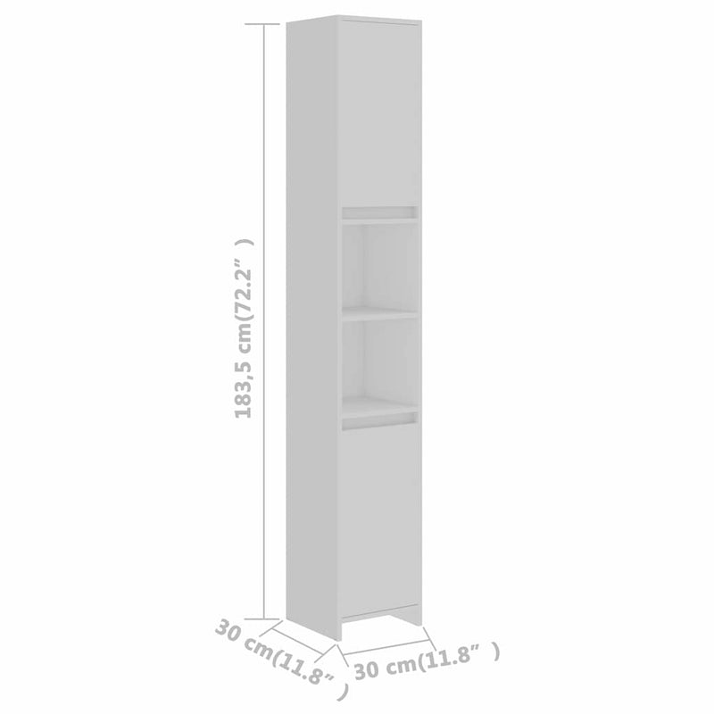Dulap de baie, alb, 30x30x183,5 cm, lemn prelucrat