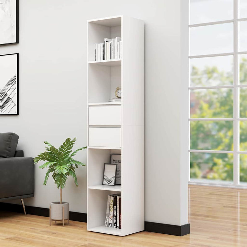 Bibliotecă, alb, 36x30x171 cm, lemn prelucrat