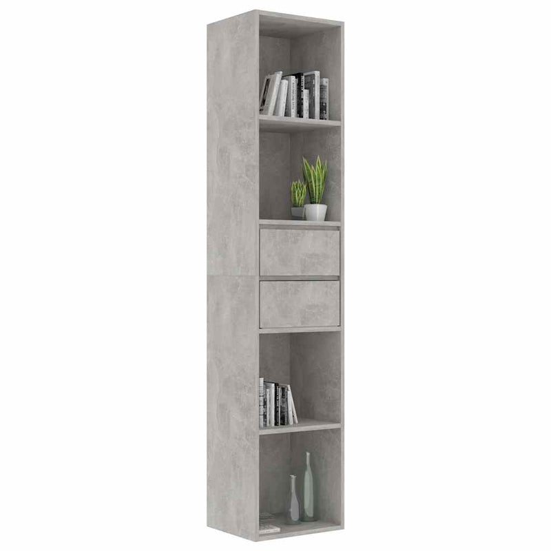 Bibliotecă, gri beton, 36x30x171 cm, lemn prelucrat