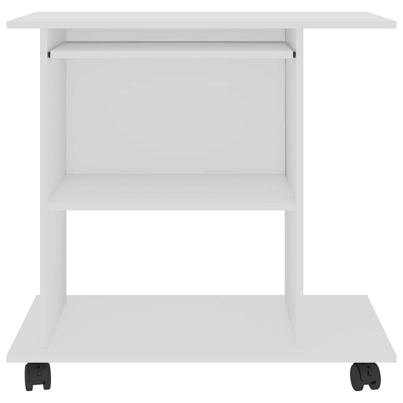 Birou de calculator, alb, 80x50x75 cm, lemn prelucrat