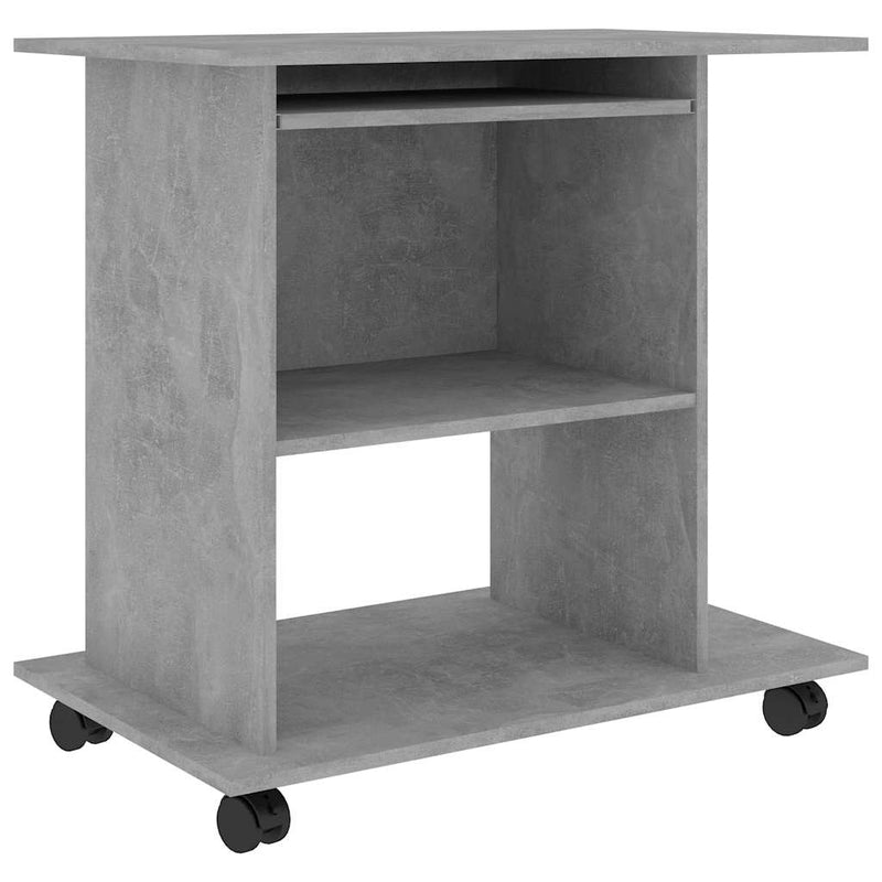 Birou de calculator, gri beton, 80x50x75 cm, lemn prelucrat