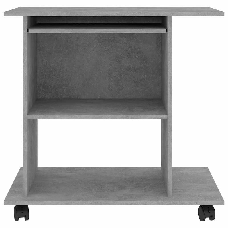Birou de calculator, gri beton, 80x50x75 cm, lemn prelucrat