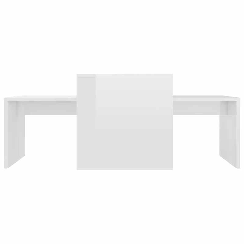 Set măsuțe cafea, alb extralucios, 100x48x40 cm, lemn prelucrat