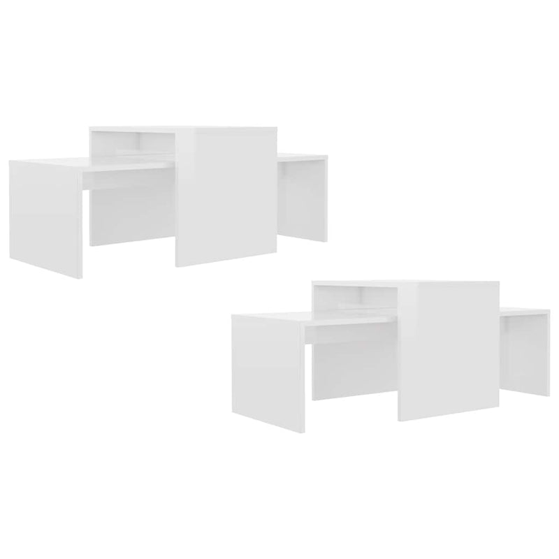 Set măsuțe cafea, alb extralucios, 100x48x40 cm, lemn prelucrat