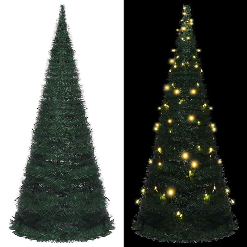 Brad șnur de Crăciun artificial pop-up pre-iluminat verde 150cm