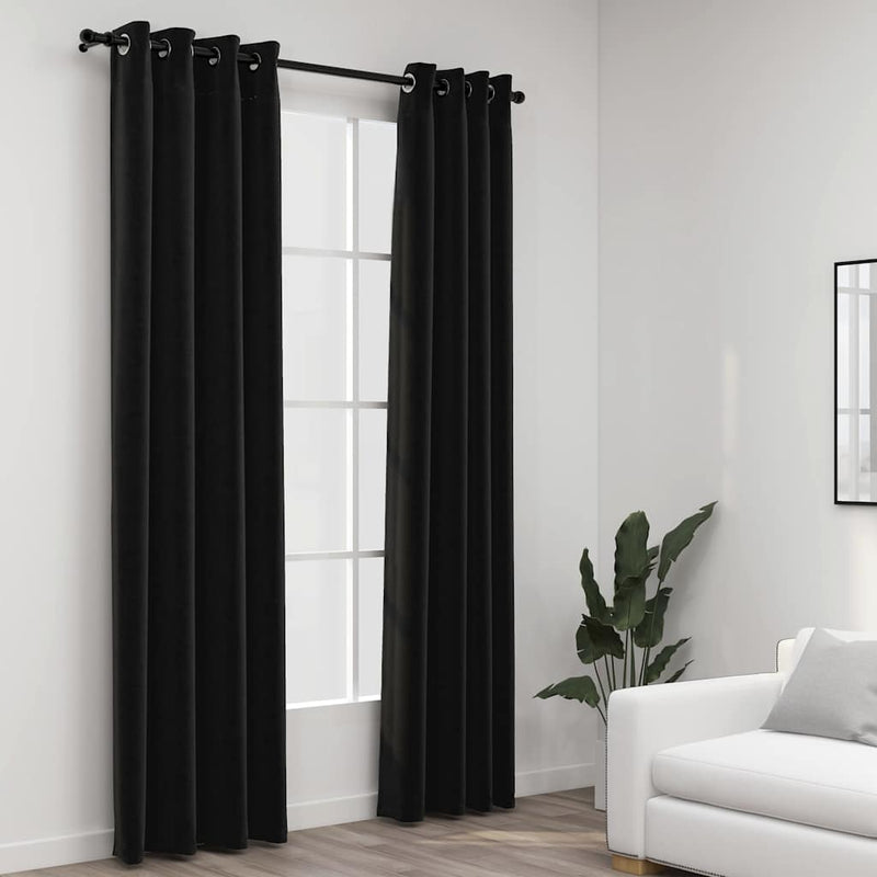 Perdele opace, aspect pânză, 2 buc., antracit, 140 x 225 cm